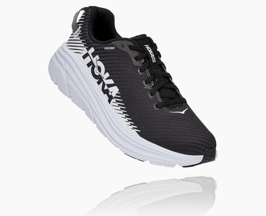 Hoka One One Rincon 2 - Men Running Shoes - Black/White,Australia FUH-623859